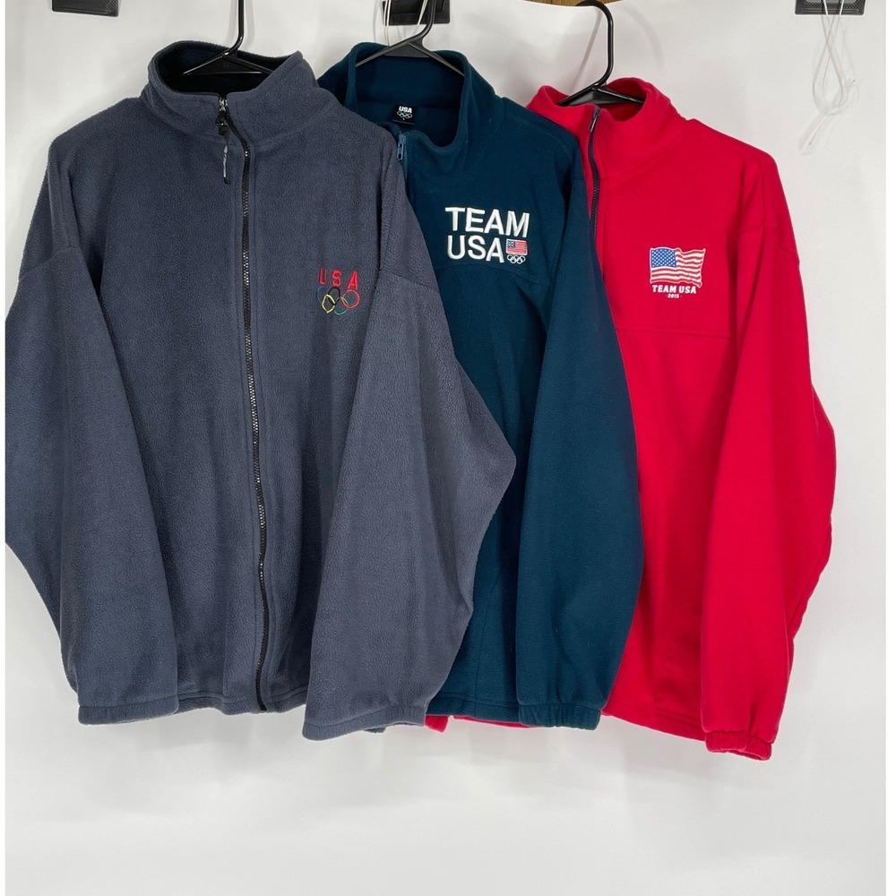 Olympic Team USA Mens Lot of 3 Fleece Jacket L/XL Full Zip Olympics Logo